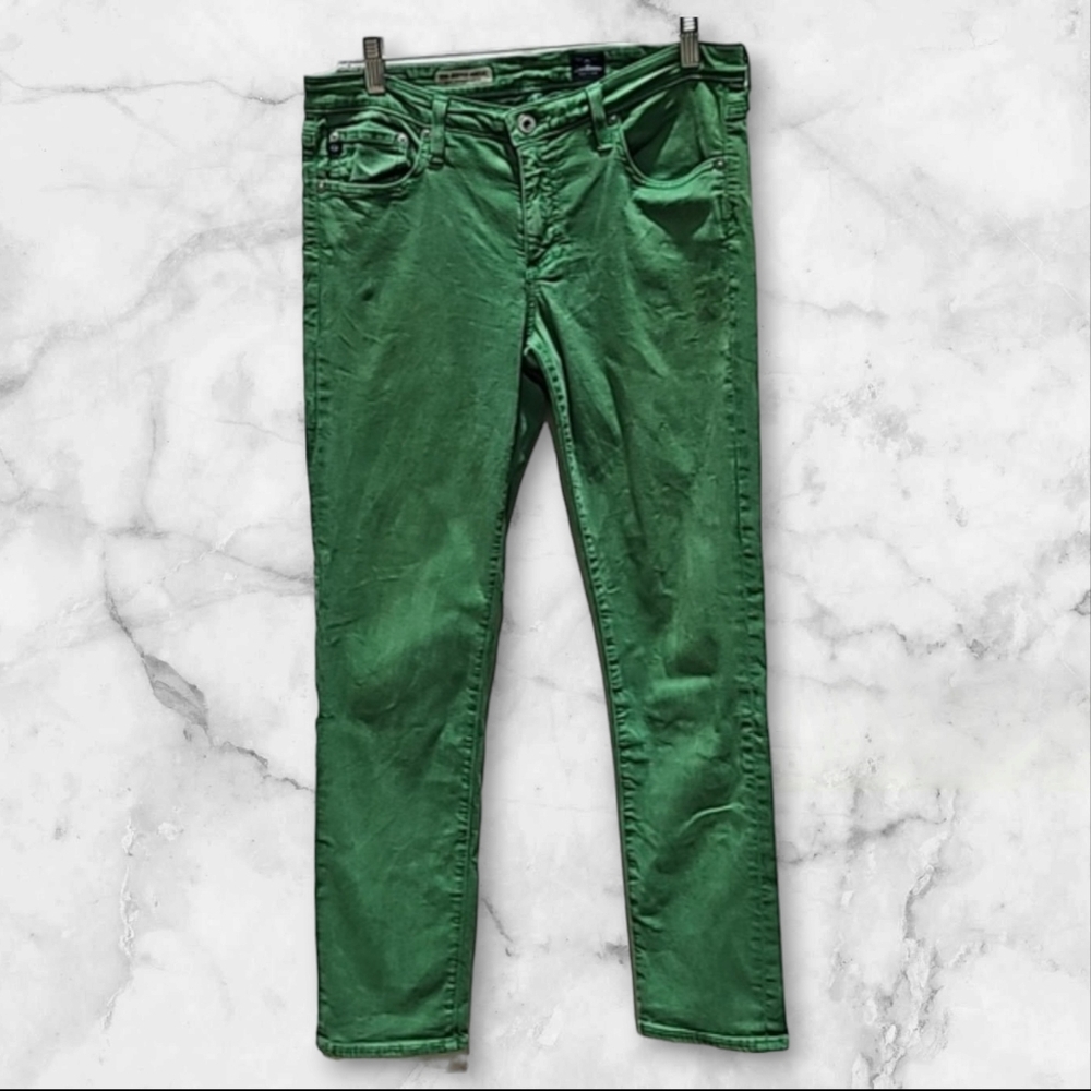 Adriano Goldschmied, AG, Jeans, Green, Denim, Slim Straight Ankle,  Sz 30R,